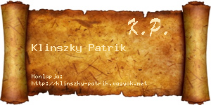 Klinszky Patrik névjegykártya